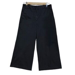 Mario Serrani Italy Womens Black Wide Leg Crop Pants Stretch Cotton Size 6